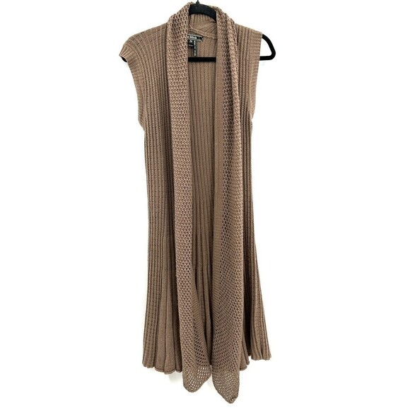 LOVESTITCH Brown Knit Sleeveless Duster Open Cardigan Sweater Size Medium - Picture 1 of 5